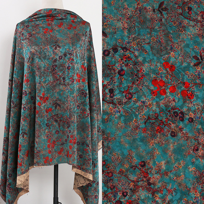 Sewing Fabric - 1m Floral Printed Fabric Imitation Xiangyun