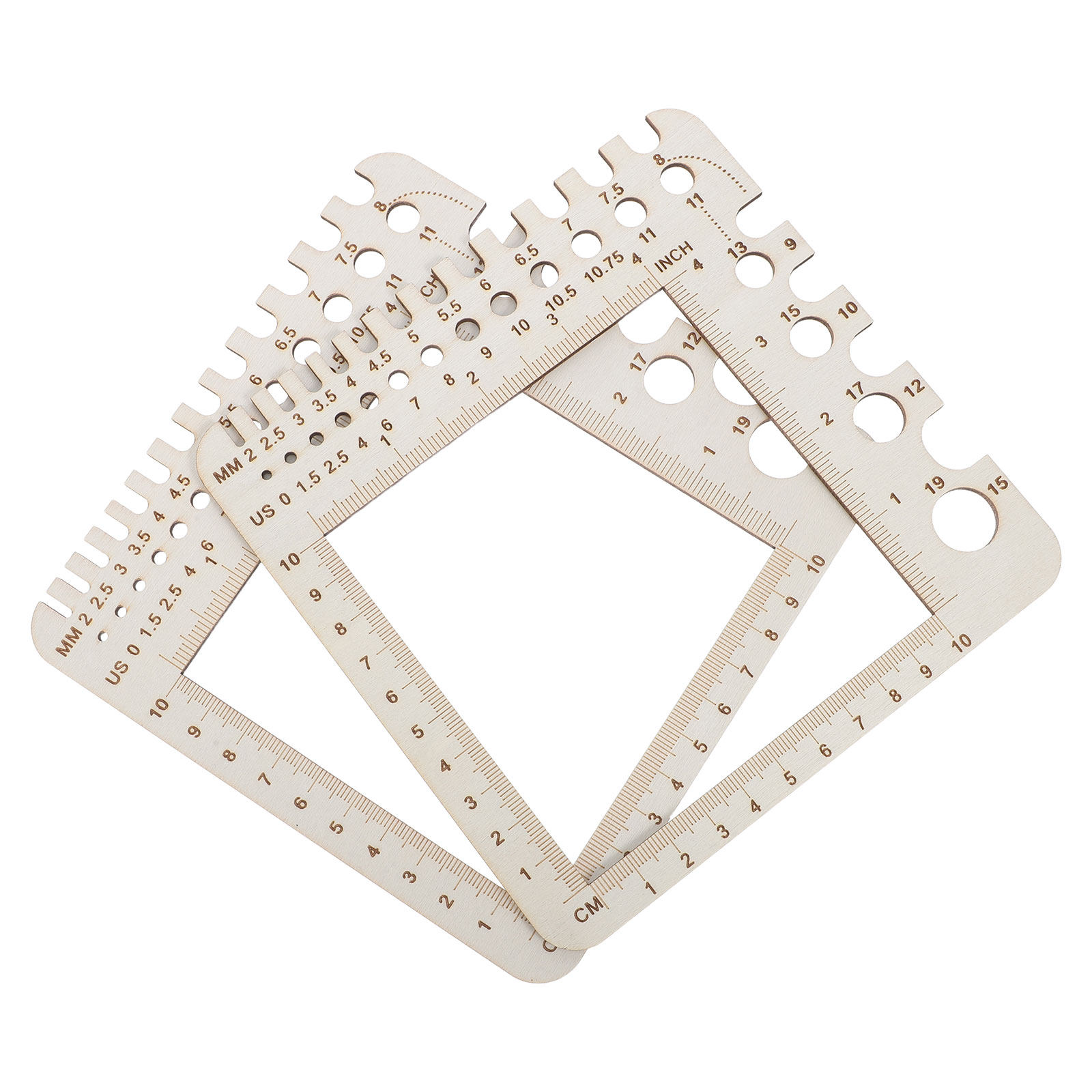 Sewing Gauge Ruler - 2Pcs Wood Knitting Crochet Gauge Ruler
