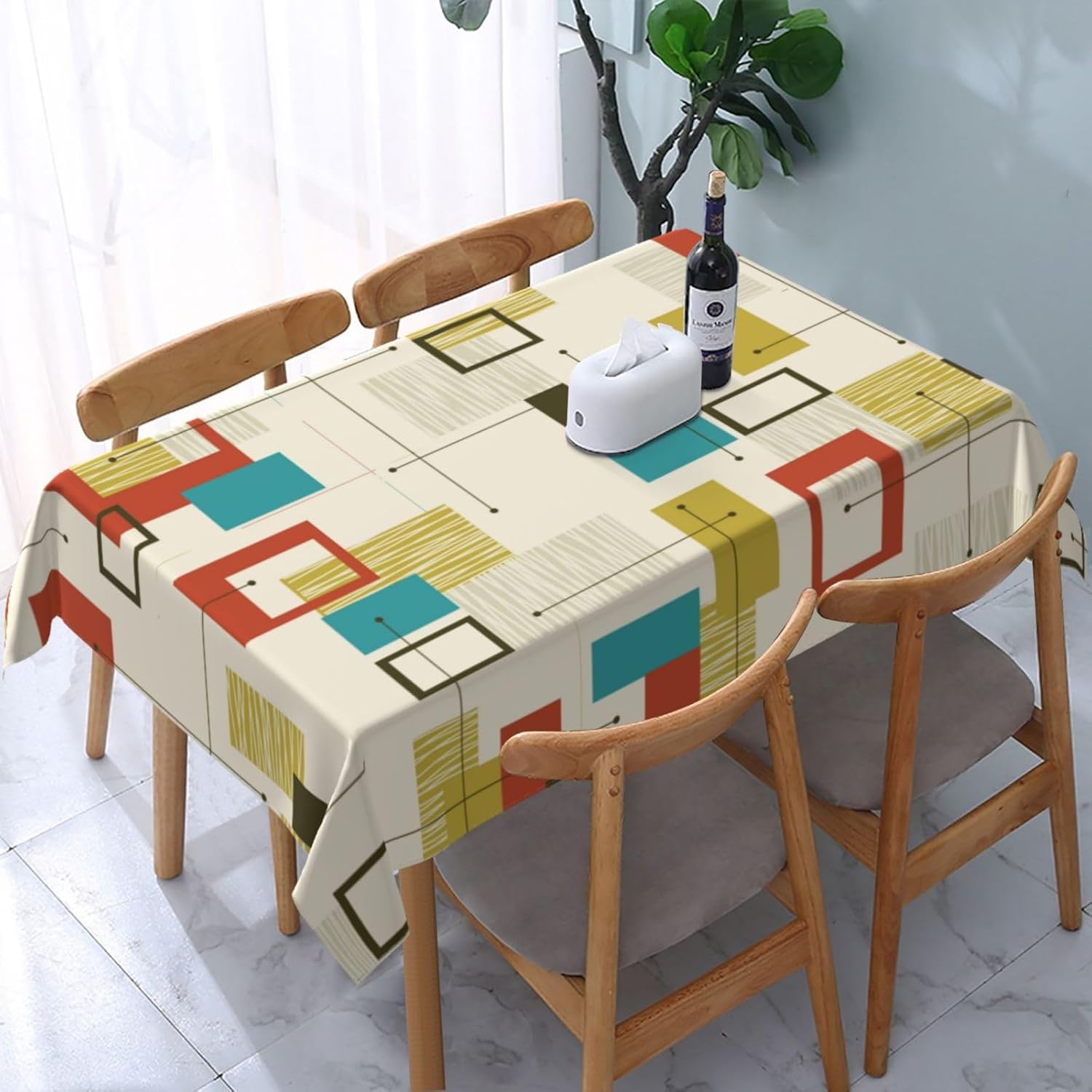 Century Textile & Sewing Supply Hours - Abstract Geometric Mid Century Rectangle Waterproof