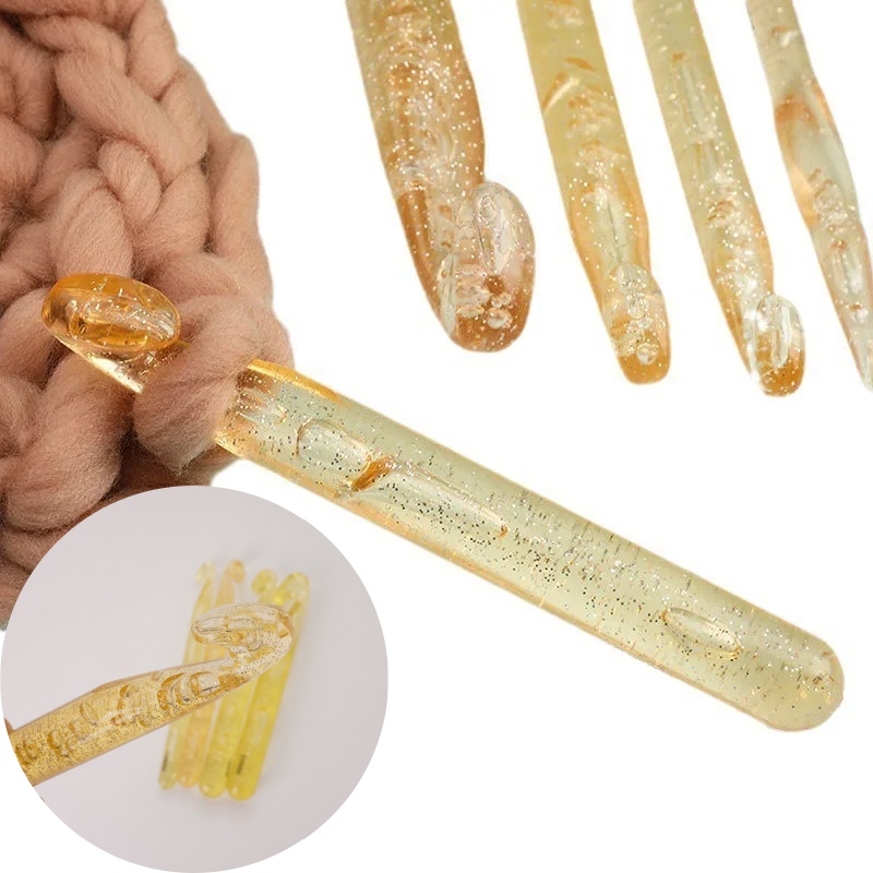 Sewing Necessities - Large Transparent Yellow Crystal Crochet Hooks