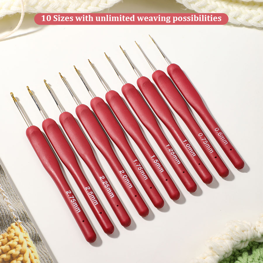 10pcs Red Crochet Set Kit Sili - Sewing Necessities review and price