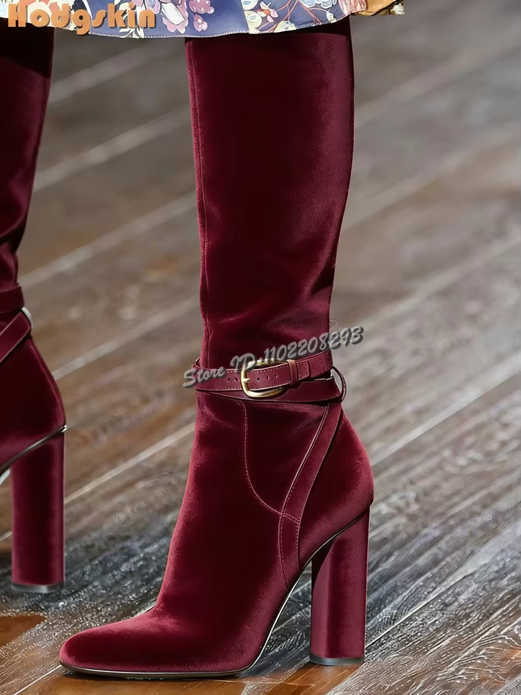 Retro Buckle Straps Boots Sued - Sewing Zipper review and price