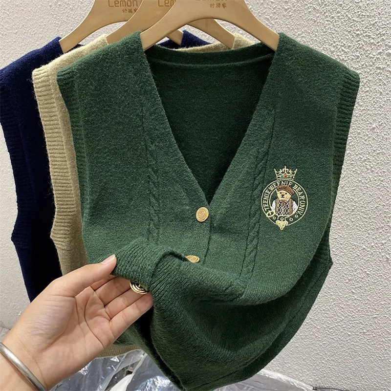 New Embroidered Bear Knitted L - Sewing Vest review and price