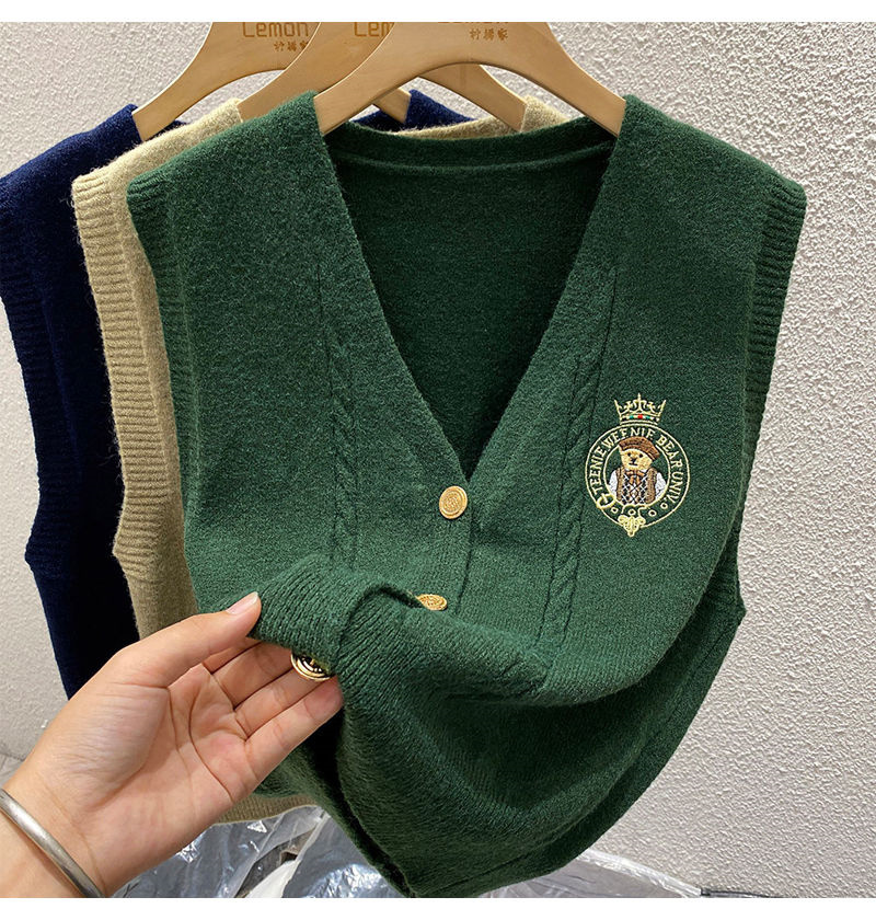 New Embroidered Bear Knitted L - Sewing Vest review and price