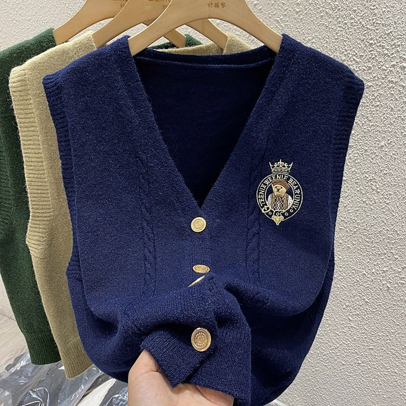 New Embroidered Bear Knitted L - Sewing Vest review and price