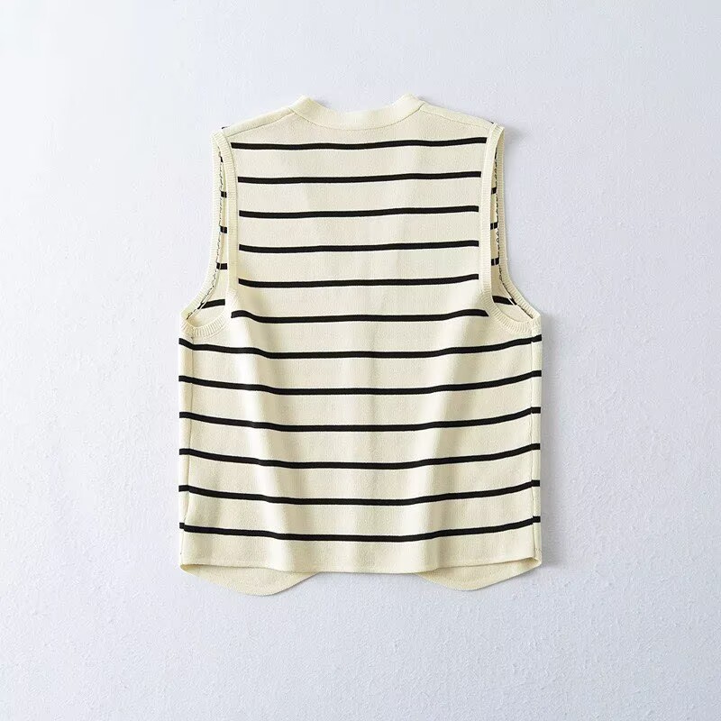 French striped knit vest women - Sewing Vest review and price