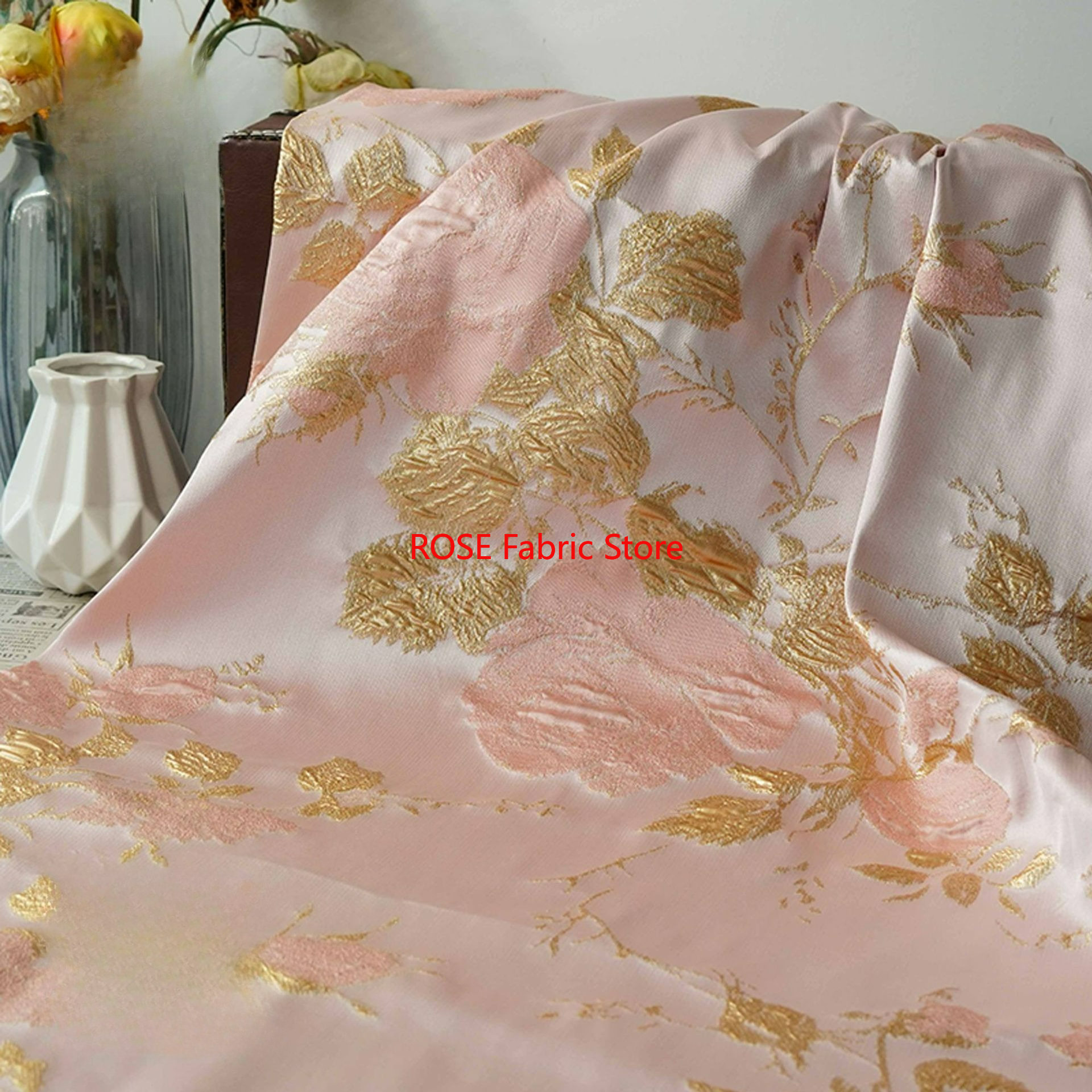 1 meter 3D Relief Gold Silk Fl - Sewing Vest review and price