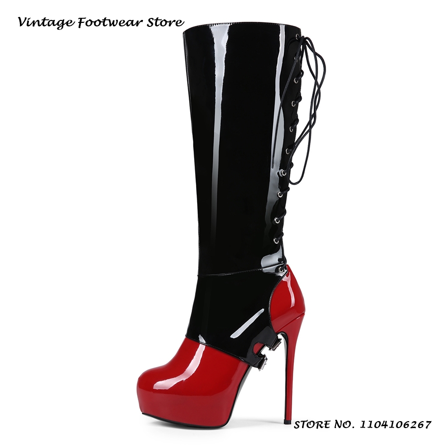 Patchwork Patent Leather Platf - Sewing Zipper review and price