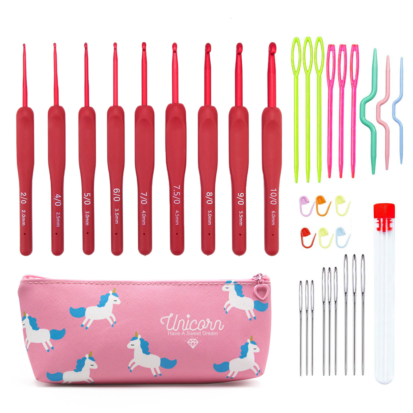 9/33pcs Red Crochet Hook set,  - Sewing Necessities review and price